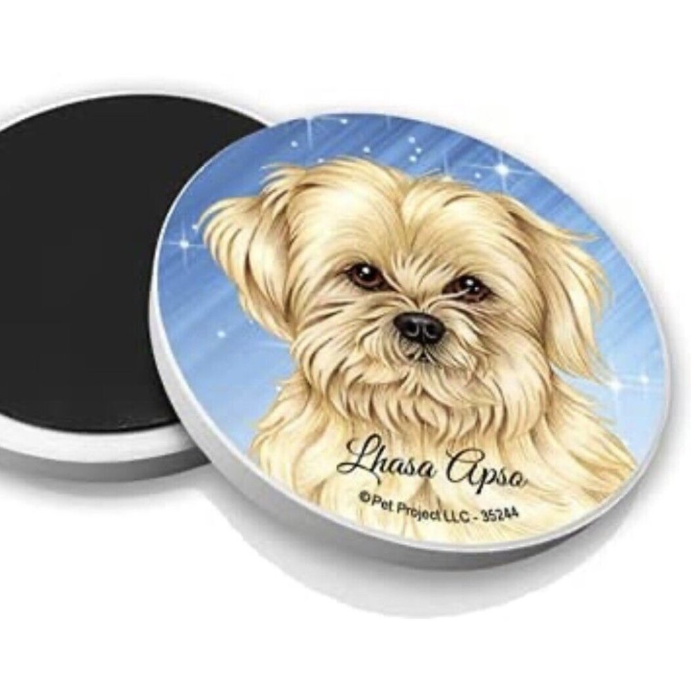 Lhasa Apso Dog Photo Magnet Car Coaster Absorbent Stone Coaster  Set of 2  #322